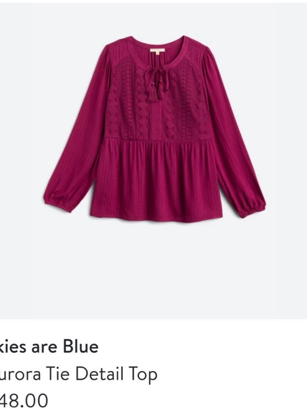 Skies Are Blue Aurora Crochet Lace Yoke Peasant Blouse